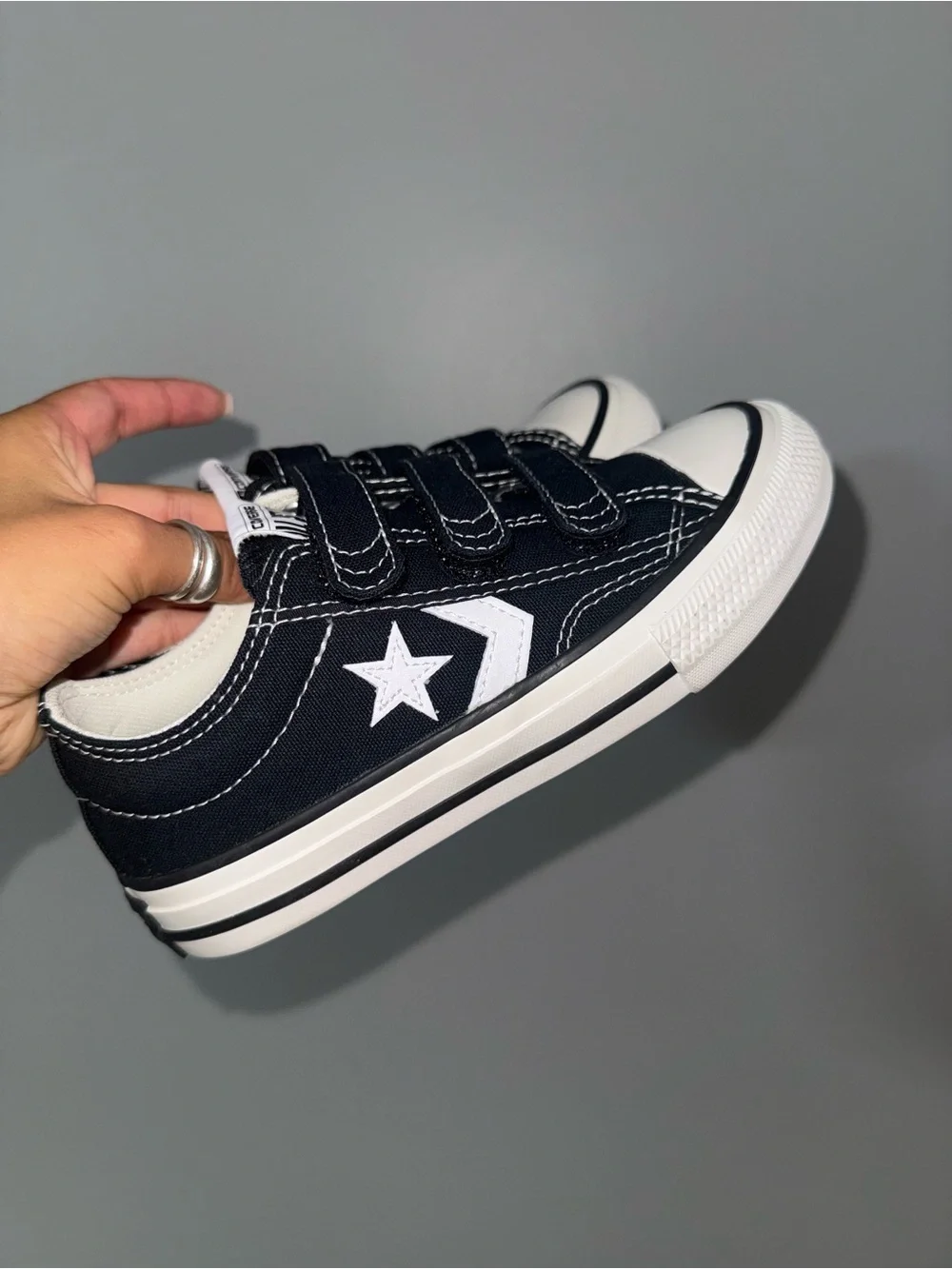 Converse Kids Black and White Velcro Star Sneakers